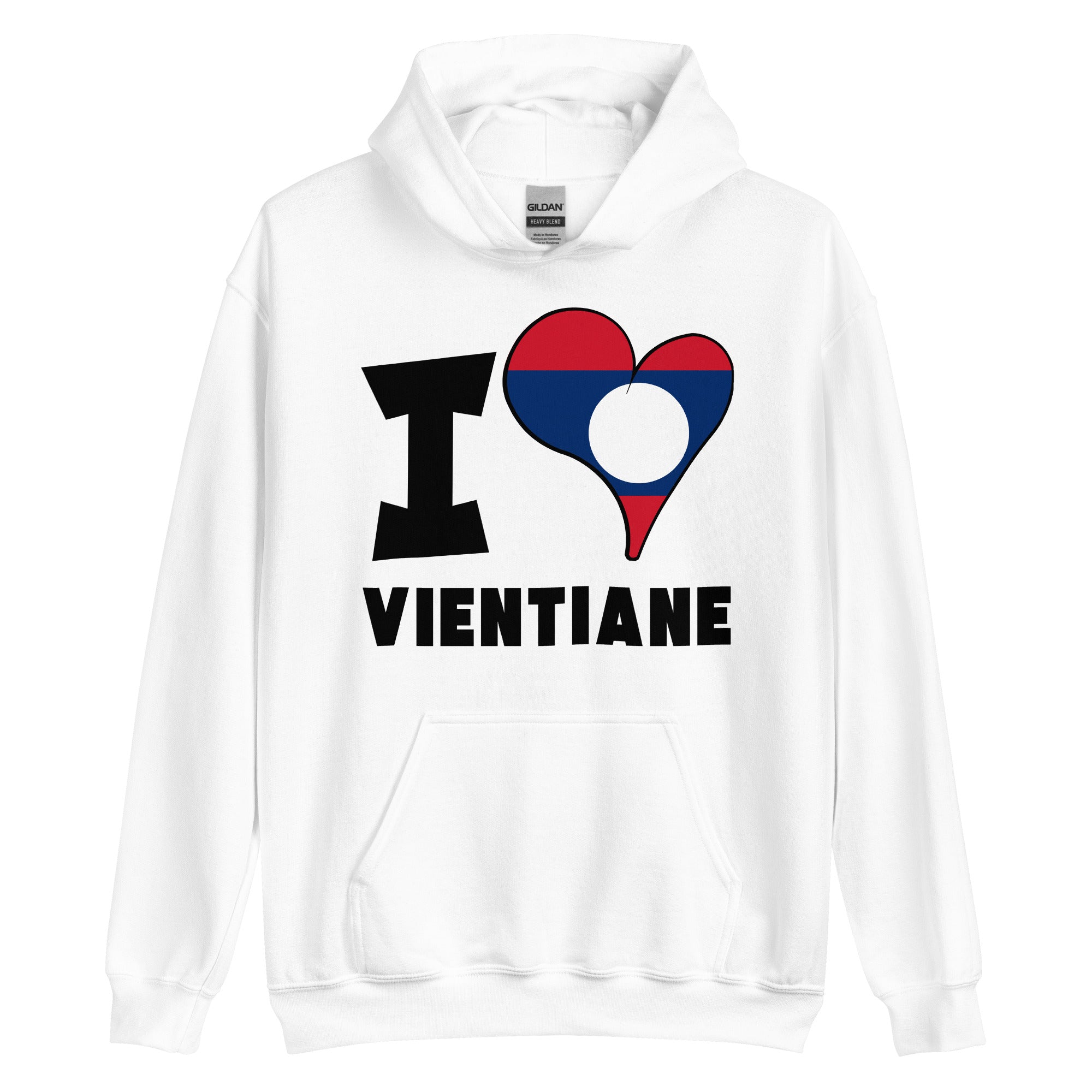 Unisex Hoodie - I Love Vientiane Flag