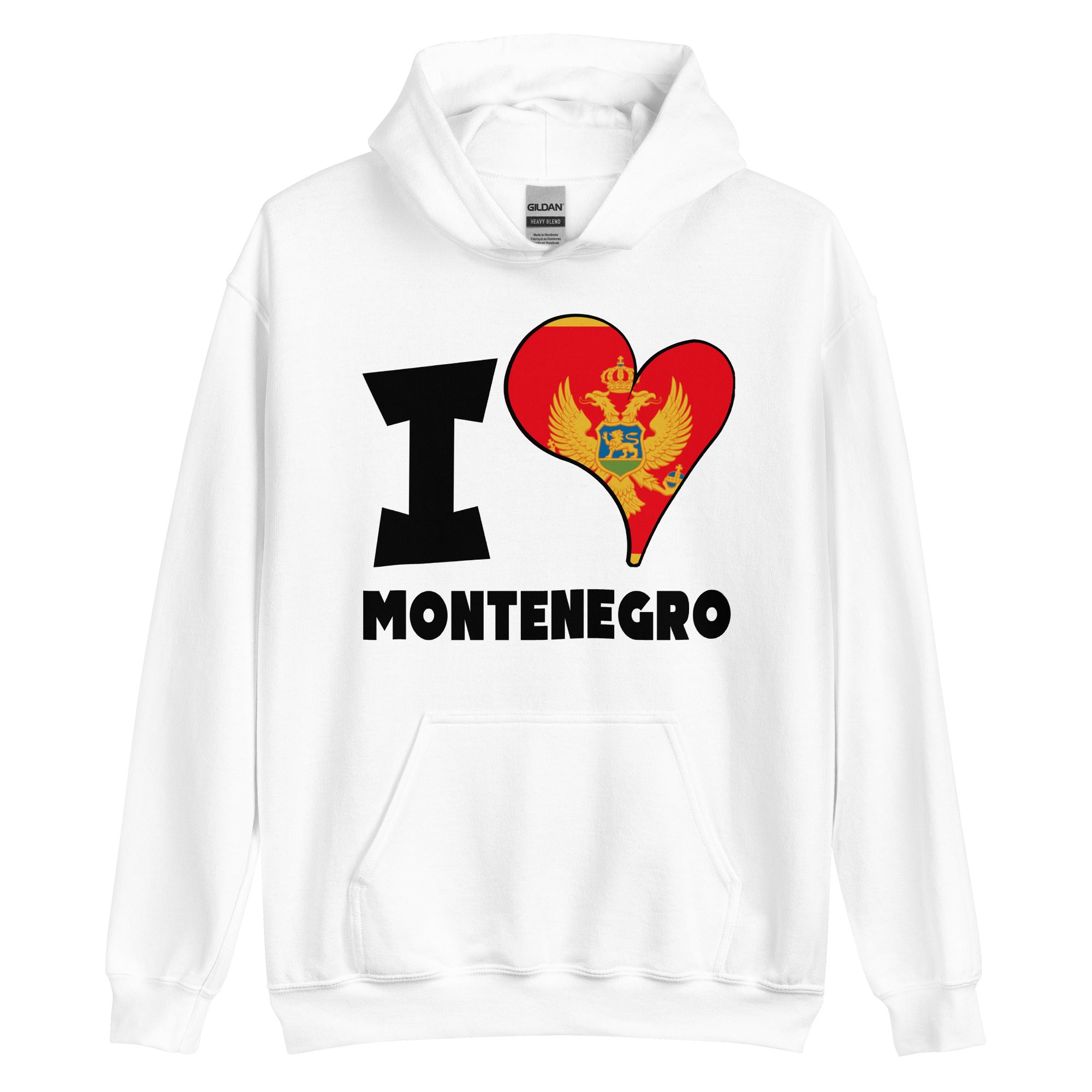 Unisex Hoodie - I Love Montenegro Flag