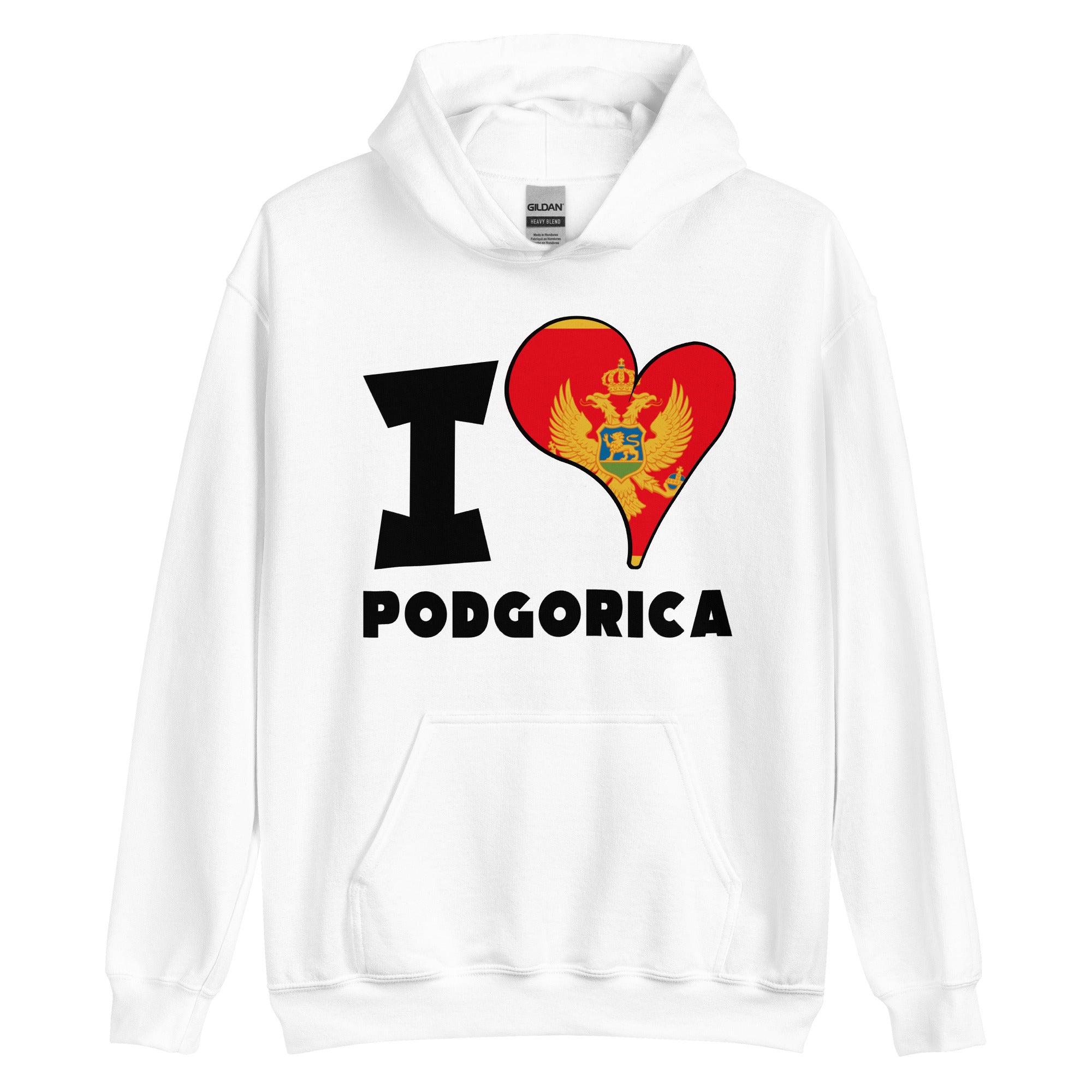 Unisex Hoodie - I Love Podgorica Flag