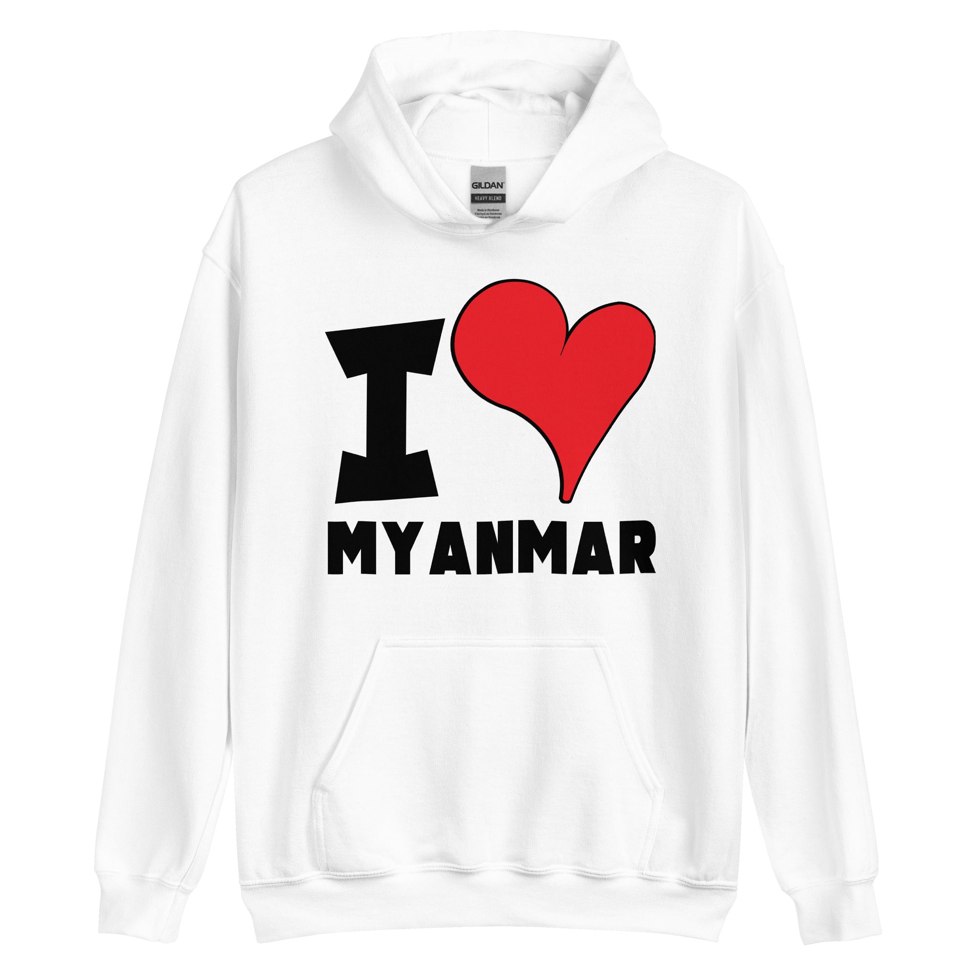 Unisex Hoodie - I Love Myanmar Red