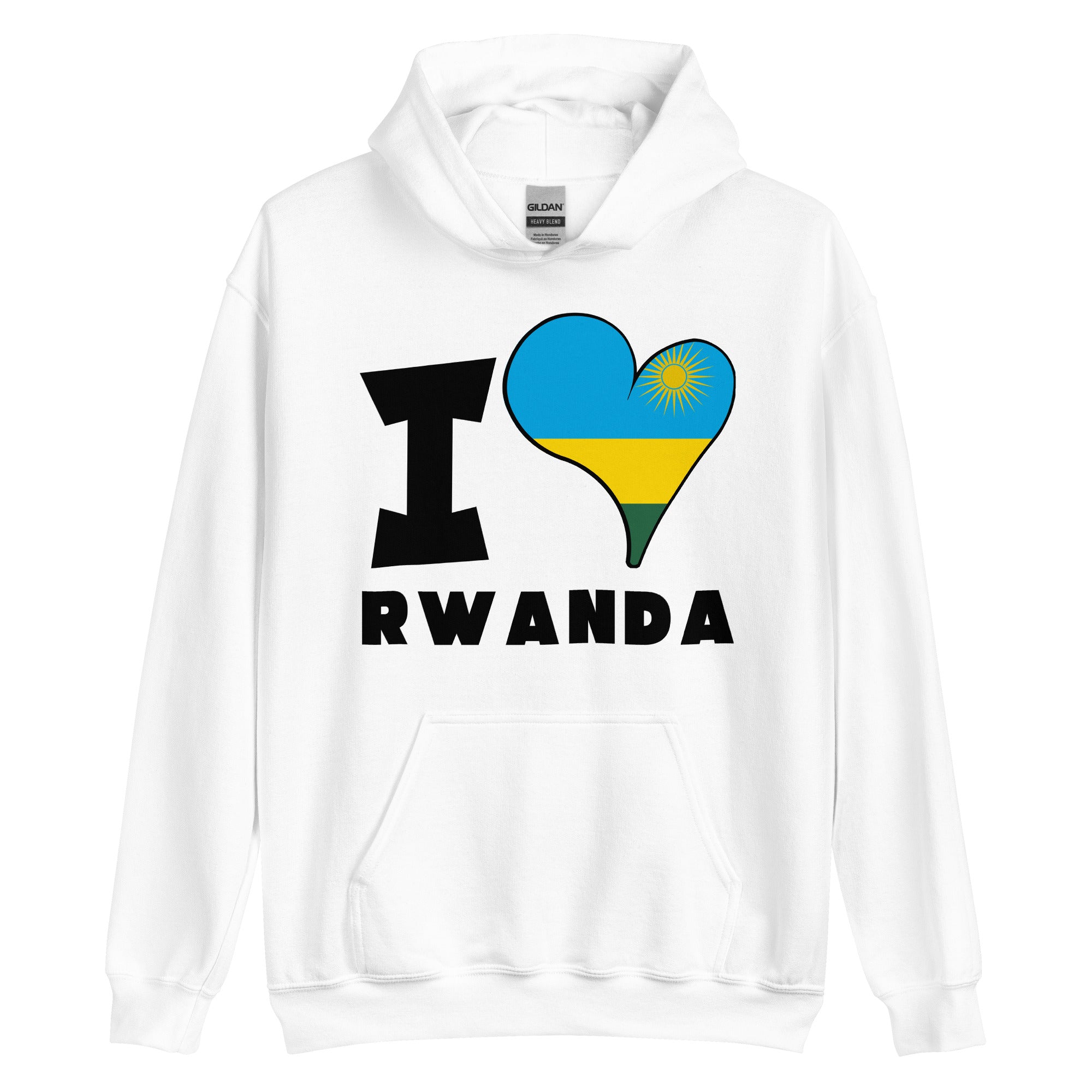 Unisex Hoodie - I Love Rwanda Flag