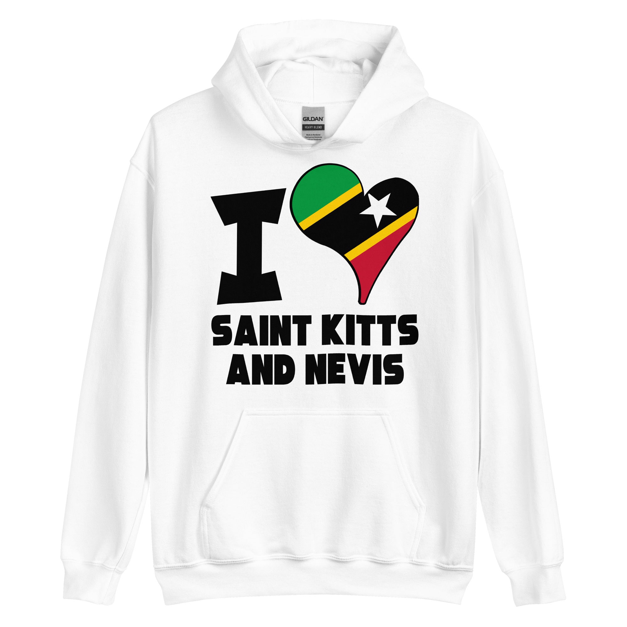 Unisex Hoodie - I Love Saint Kitts and Nevis Flag