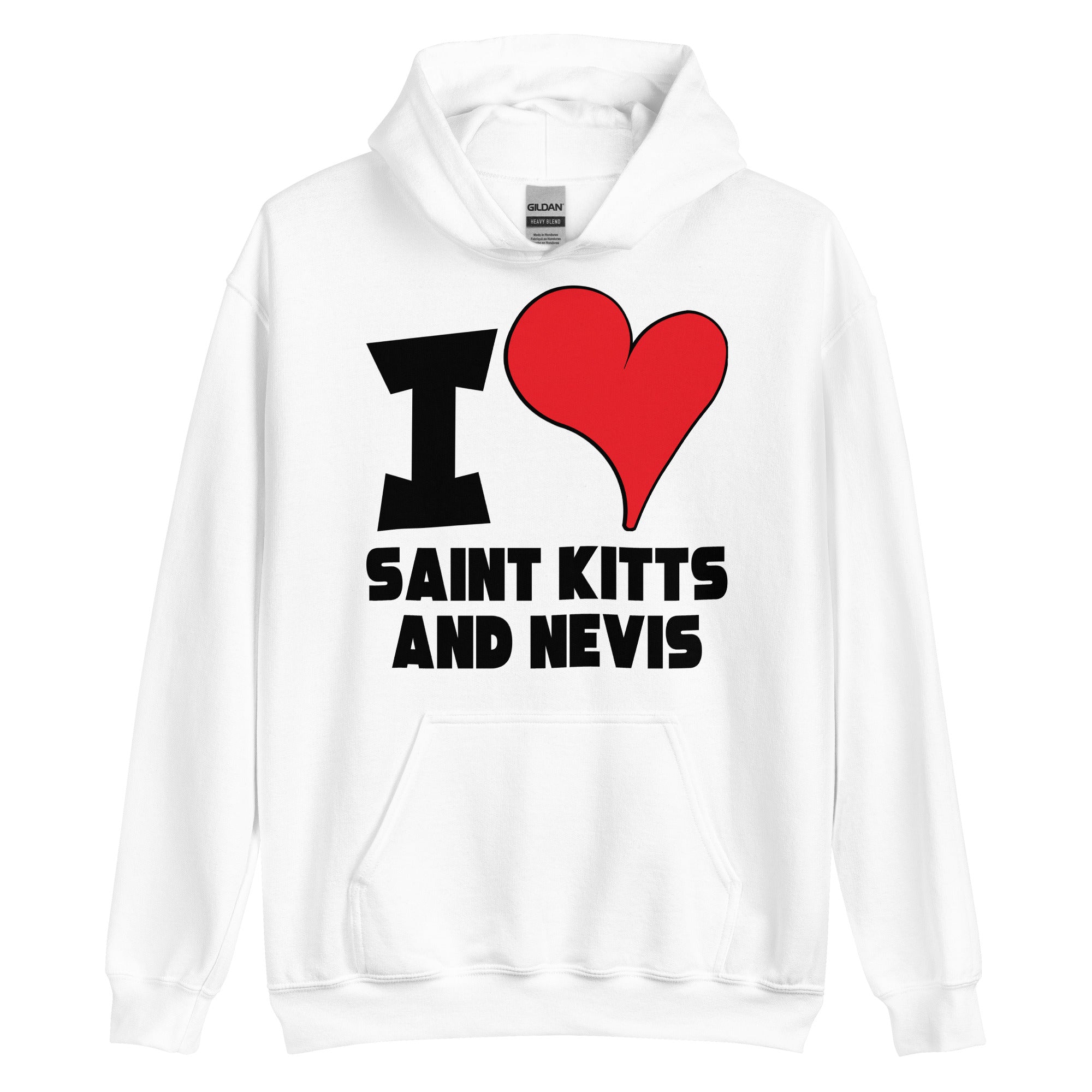 Unisex Hoodie - I Love Saint Kitts and Nevis Red