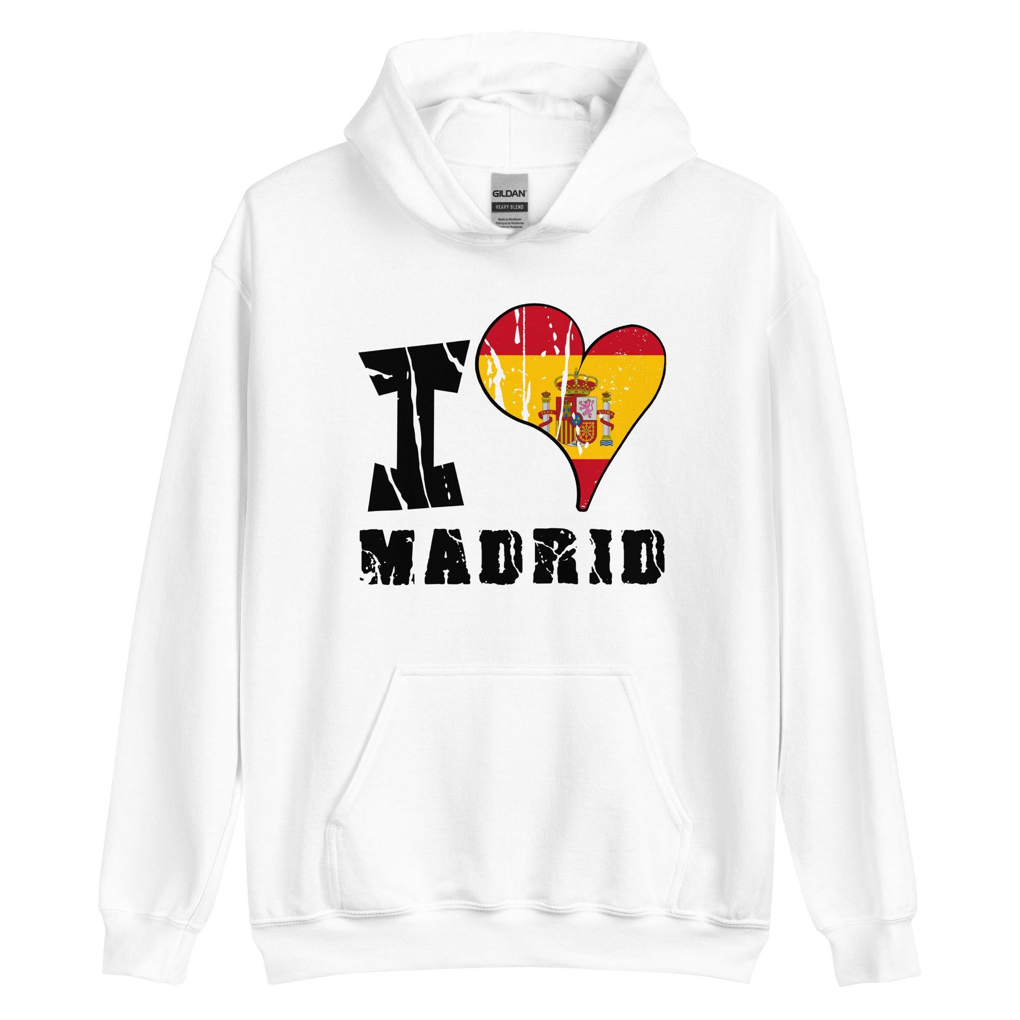 Unisex Hoodie - I Love Madrid with scratchy flag