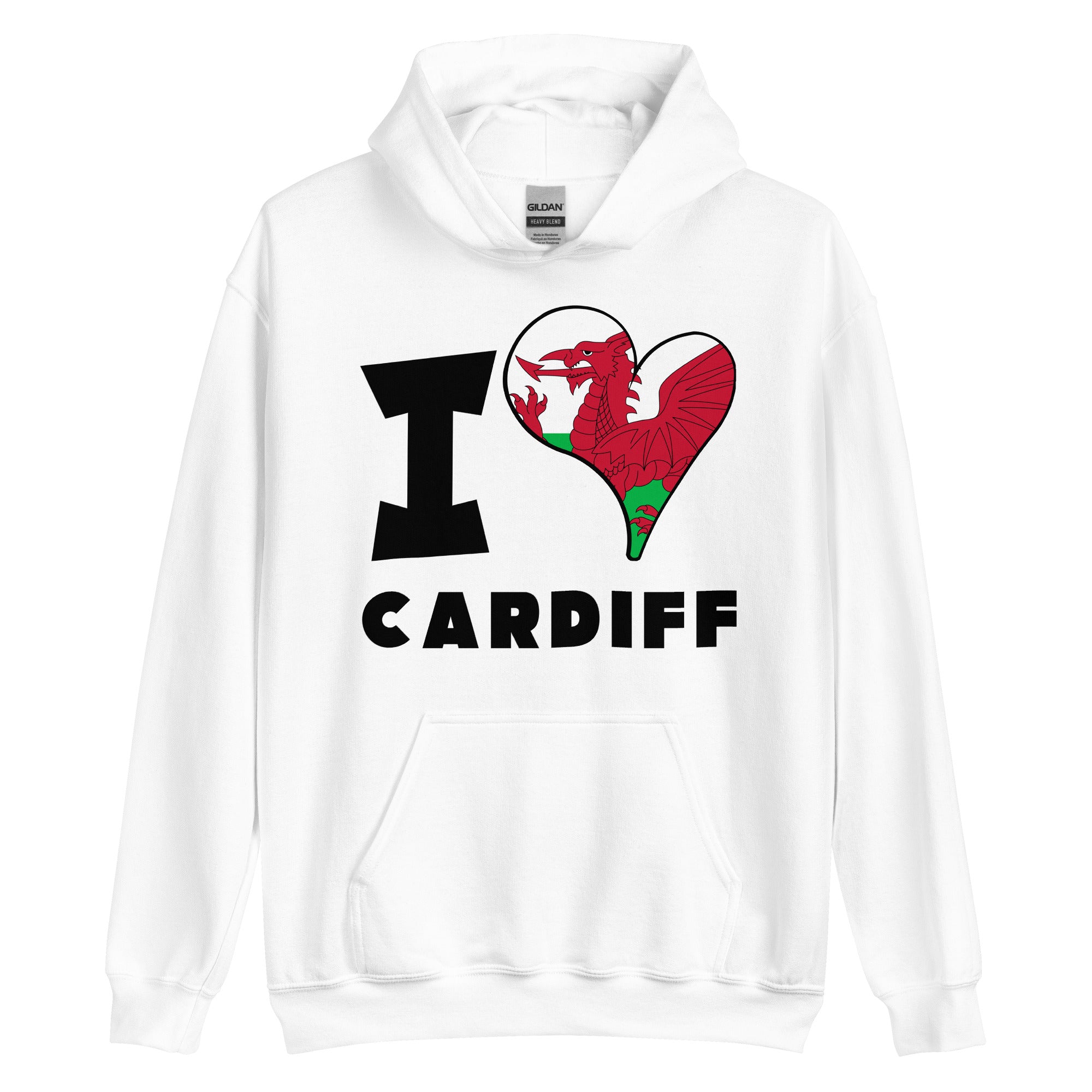 Unisex Hoodie - I Love Cardiff Flag