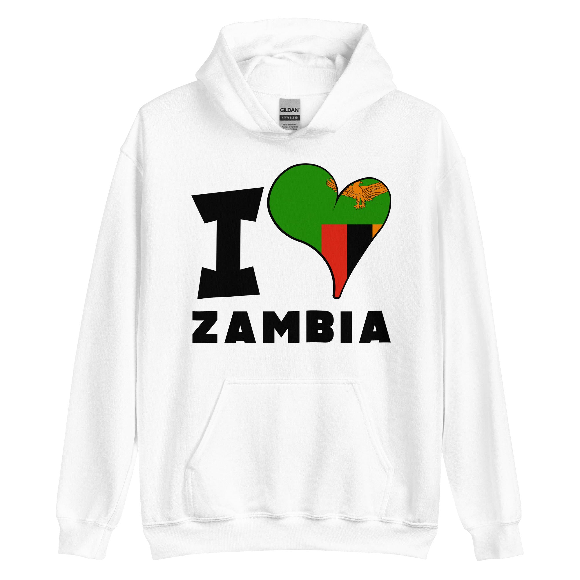 Unisex Hoodie - I Love Zambia Flag