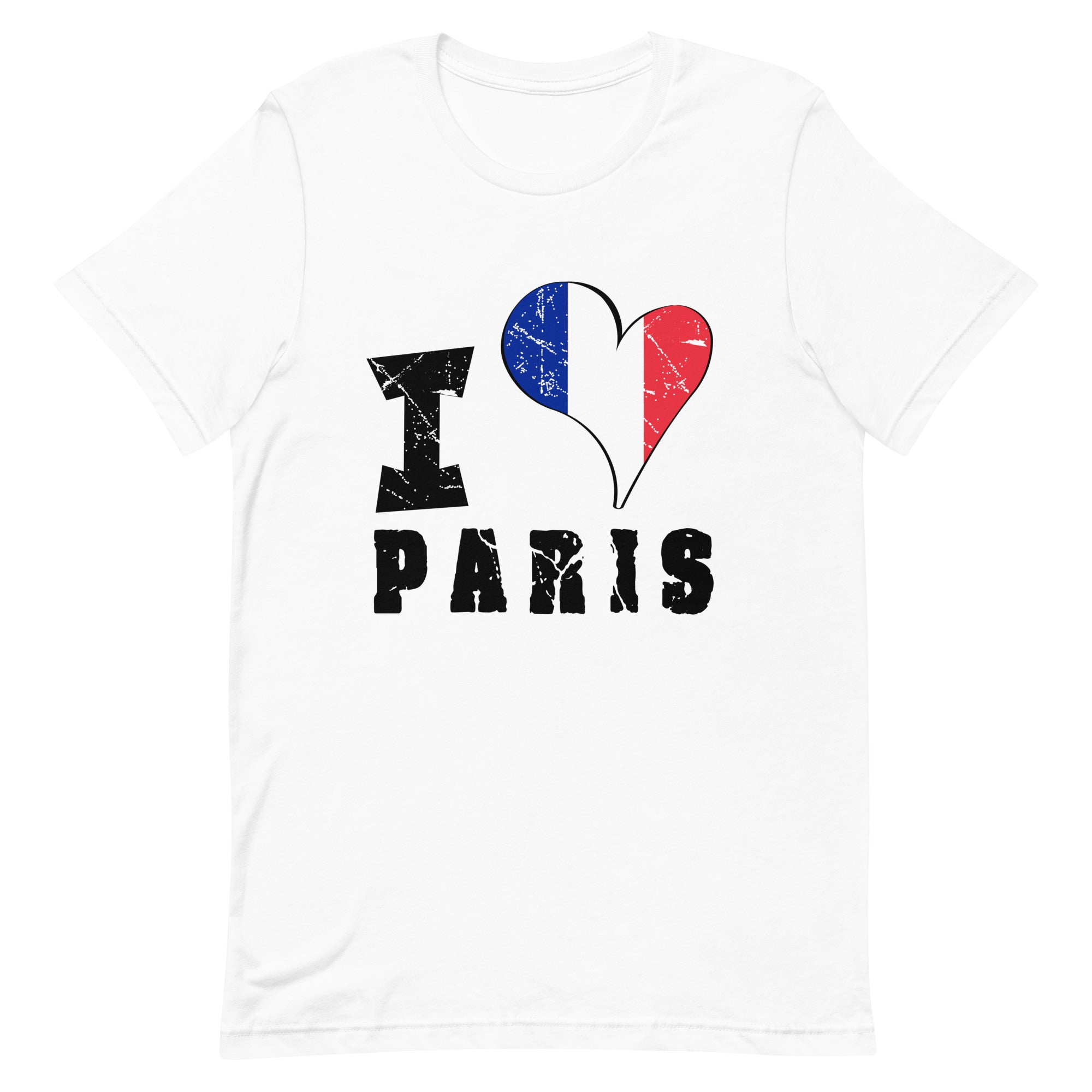 Unisex t-shirt - I Love Paris with scratchy flag