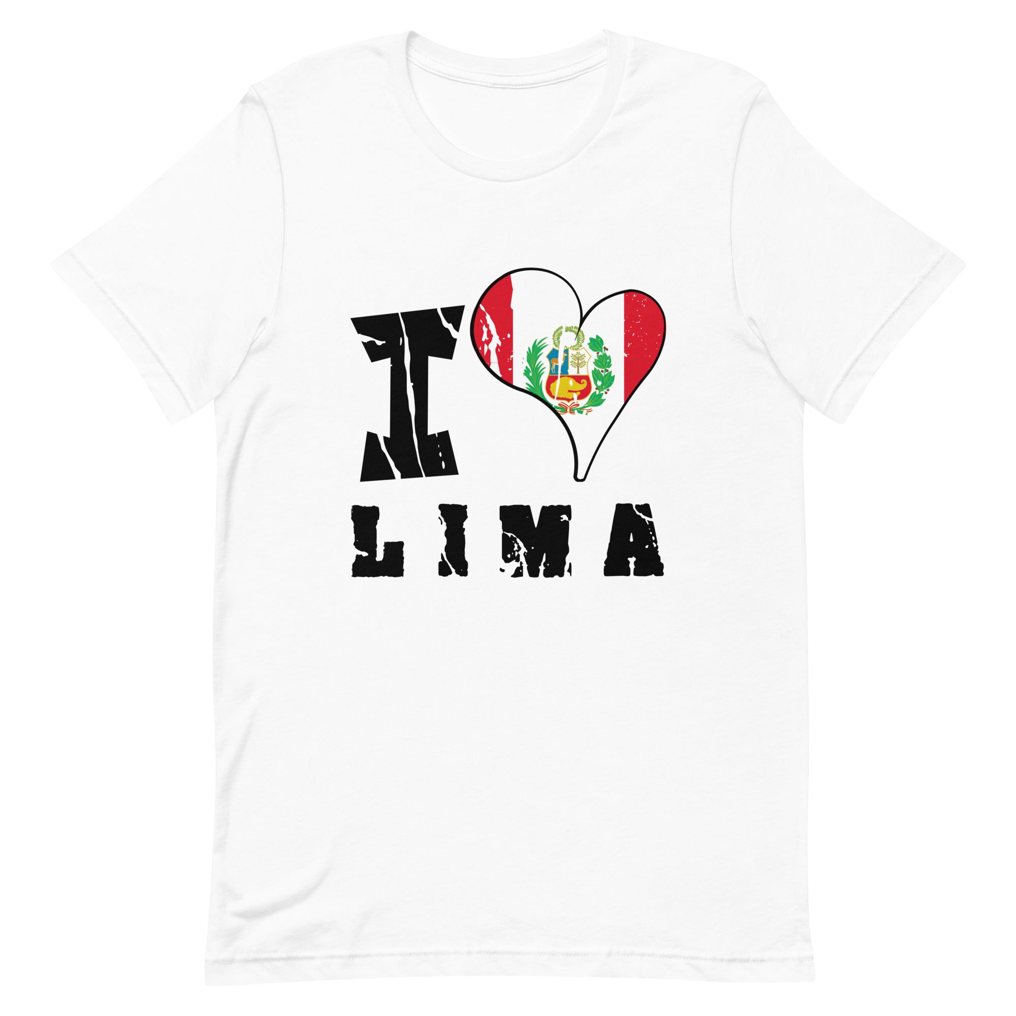 Unisex t-shirt - "I Love Lima" with scratchy flag