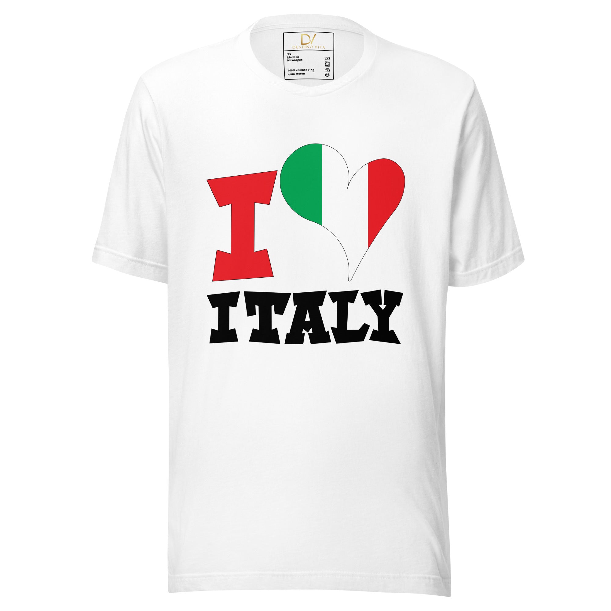 Unisex t-shirt - I Love Italy With Flag