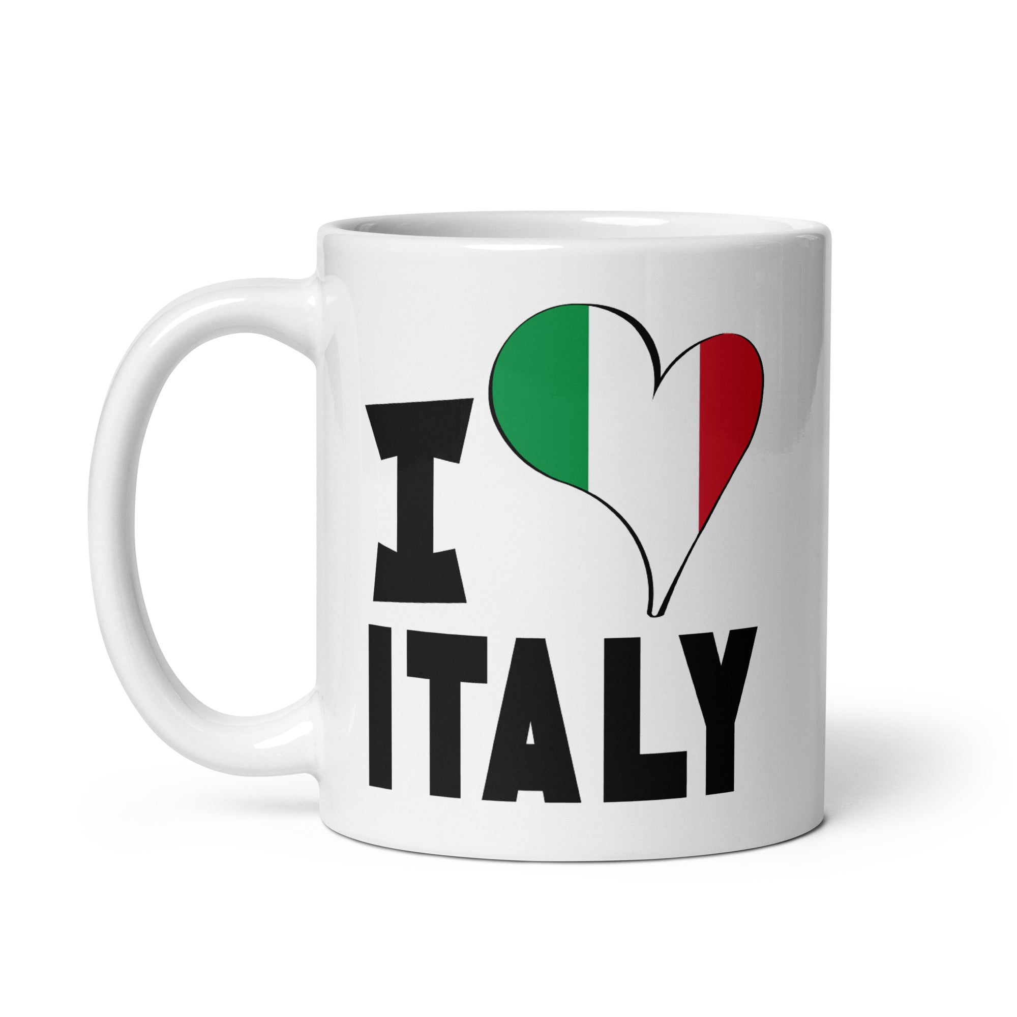 White glossy mug - I Love Italy Flag