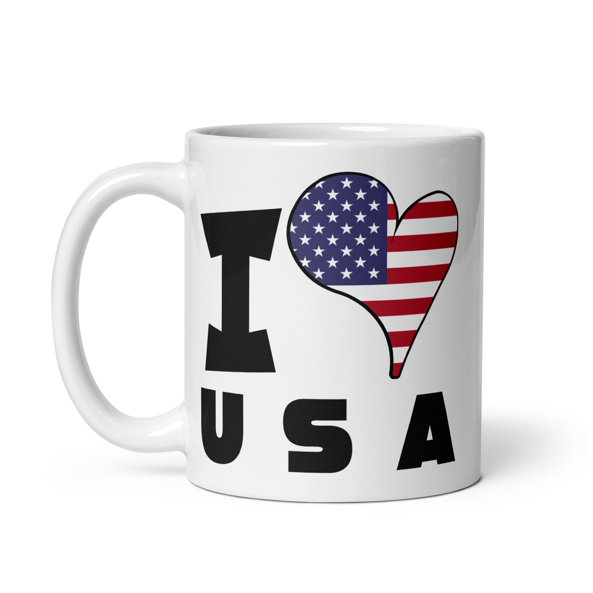 White glossy mug - I Love USA Flag