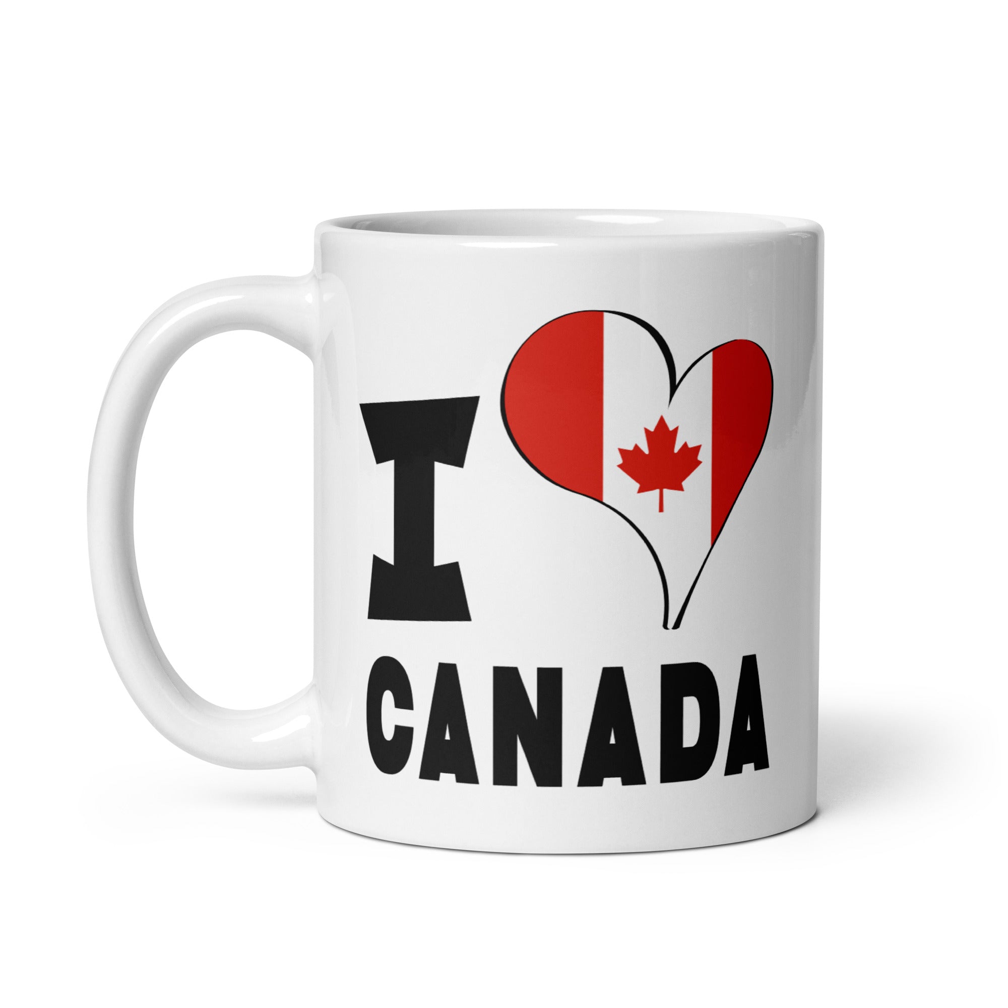 White glossy mug - I Love Canada Flag