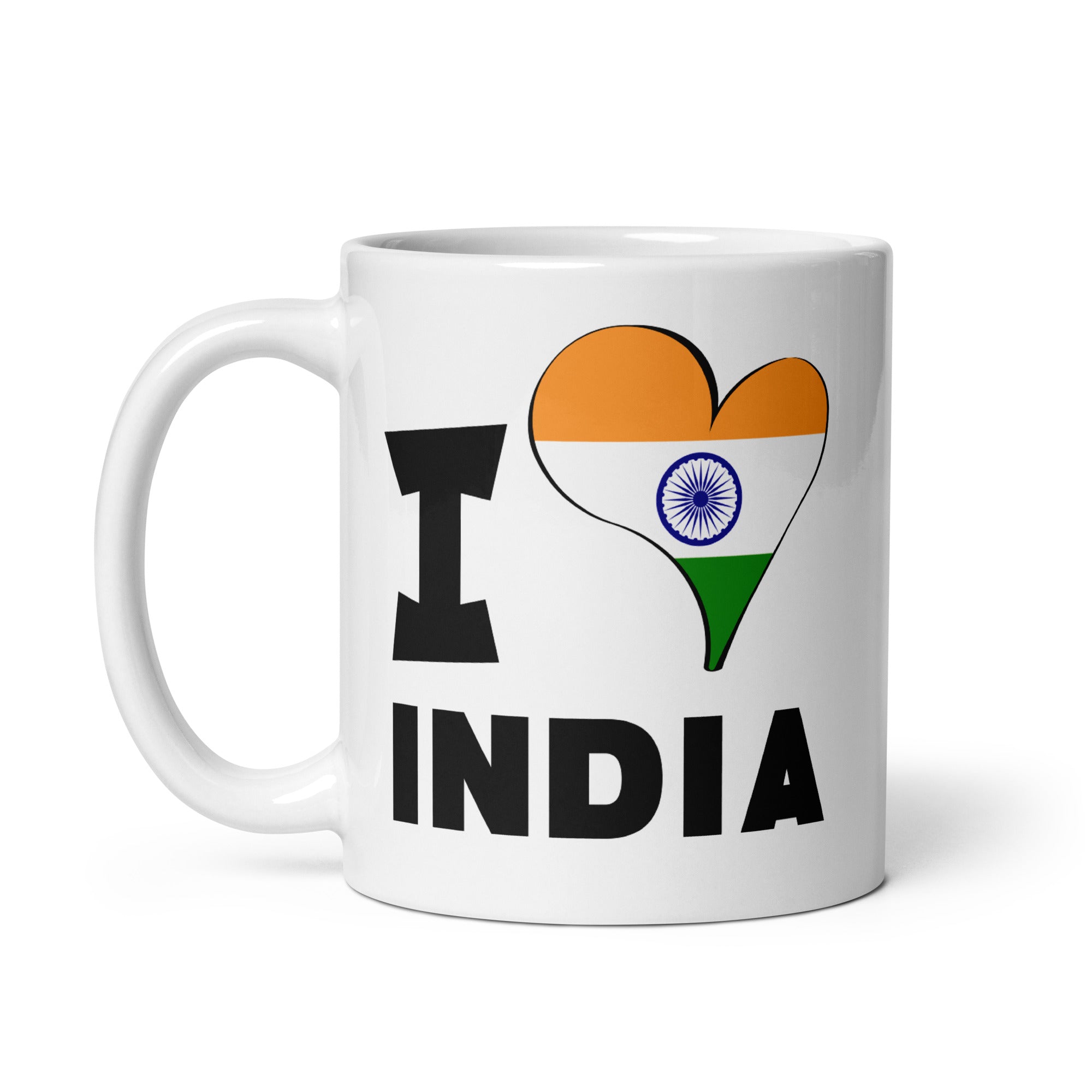 White glossy mug - I Love India Flag