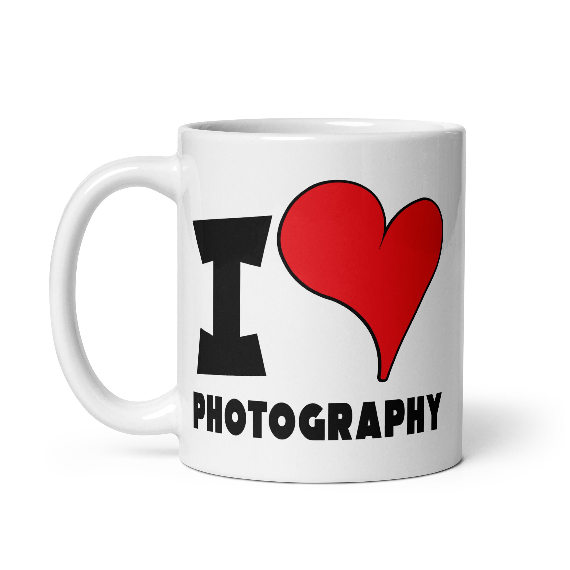 White glossy mug - I Love Photography Red