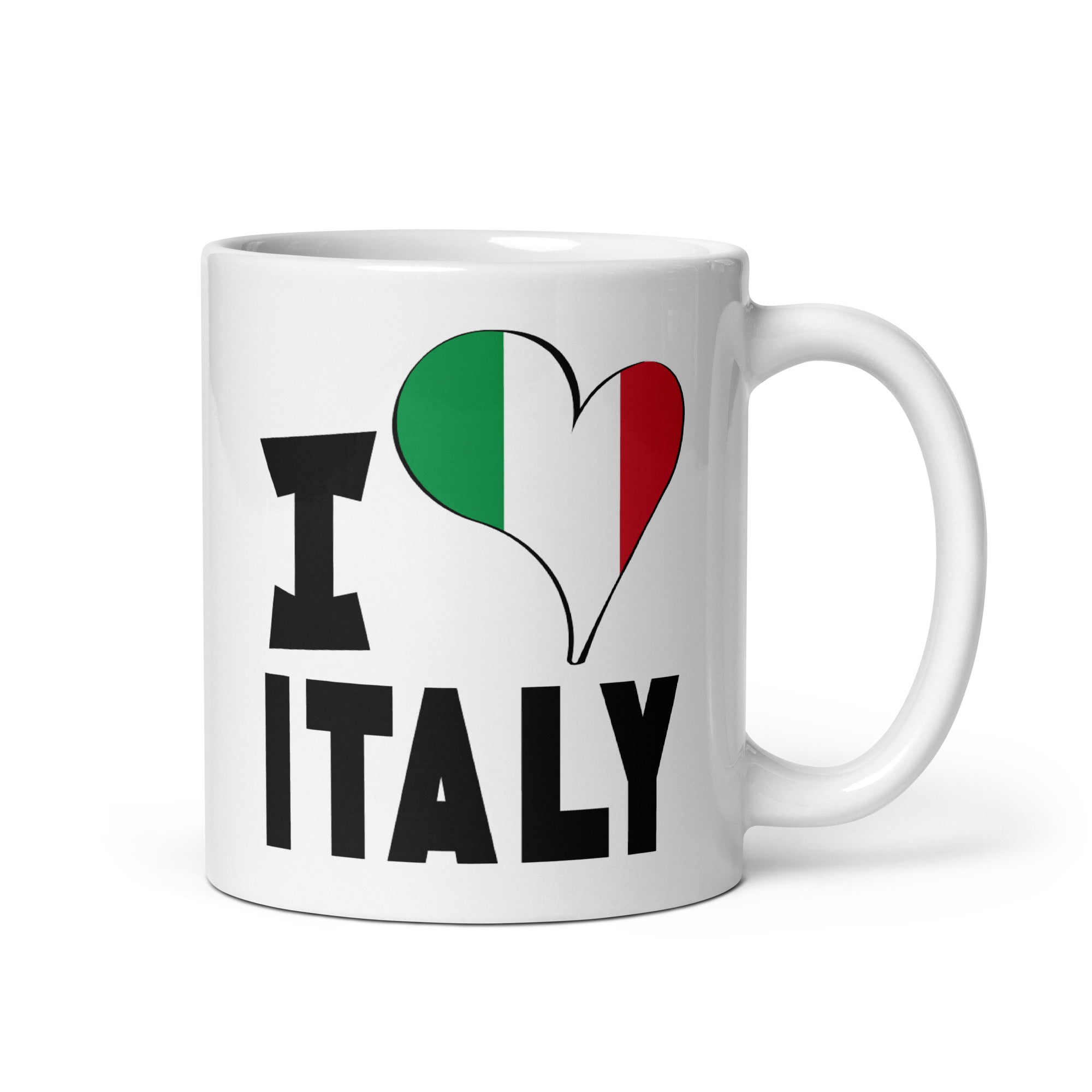 White glossy mug - I Love Italy Flag