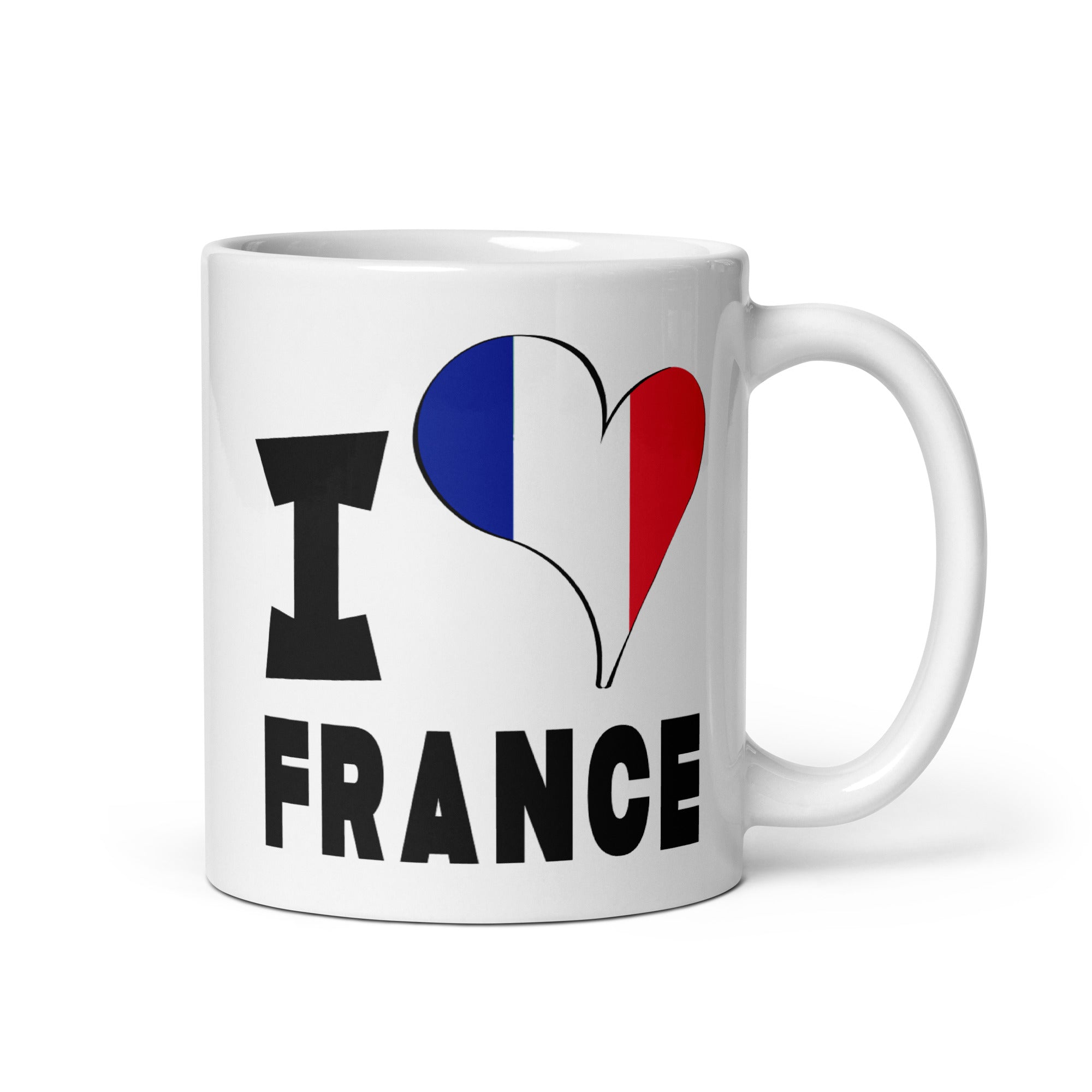 White glossy mug - I Love France Flag