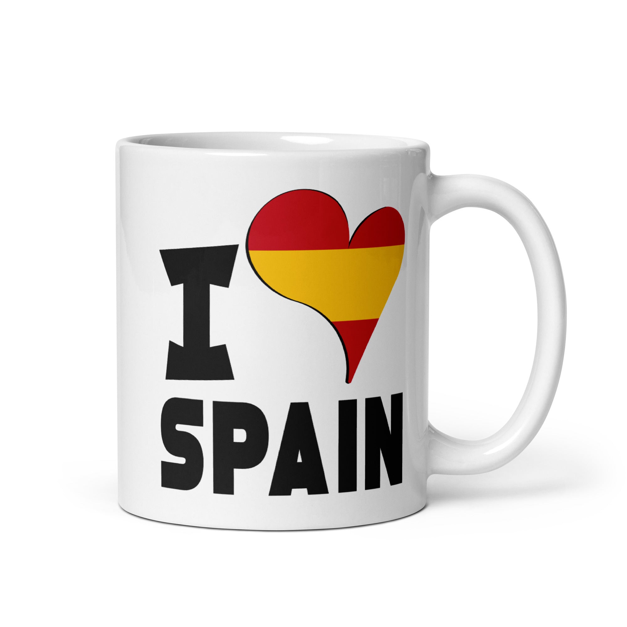 White glossy mug - I Love Spain Flag