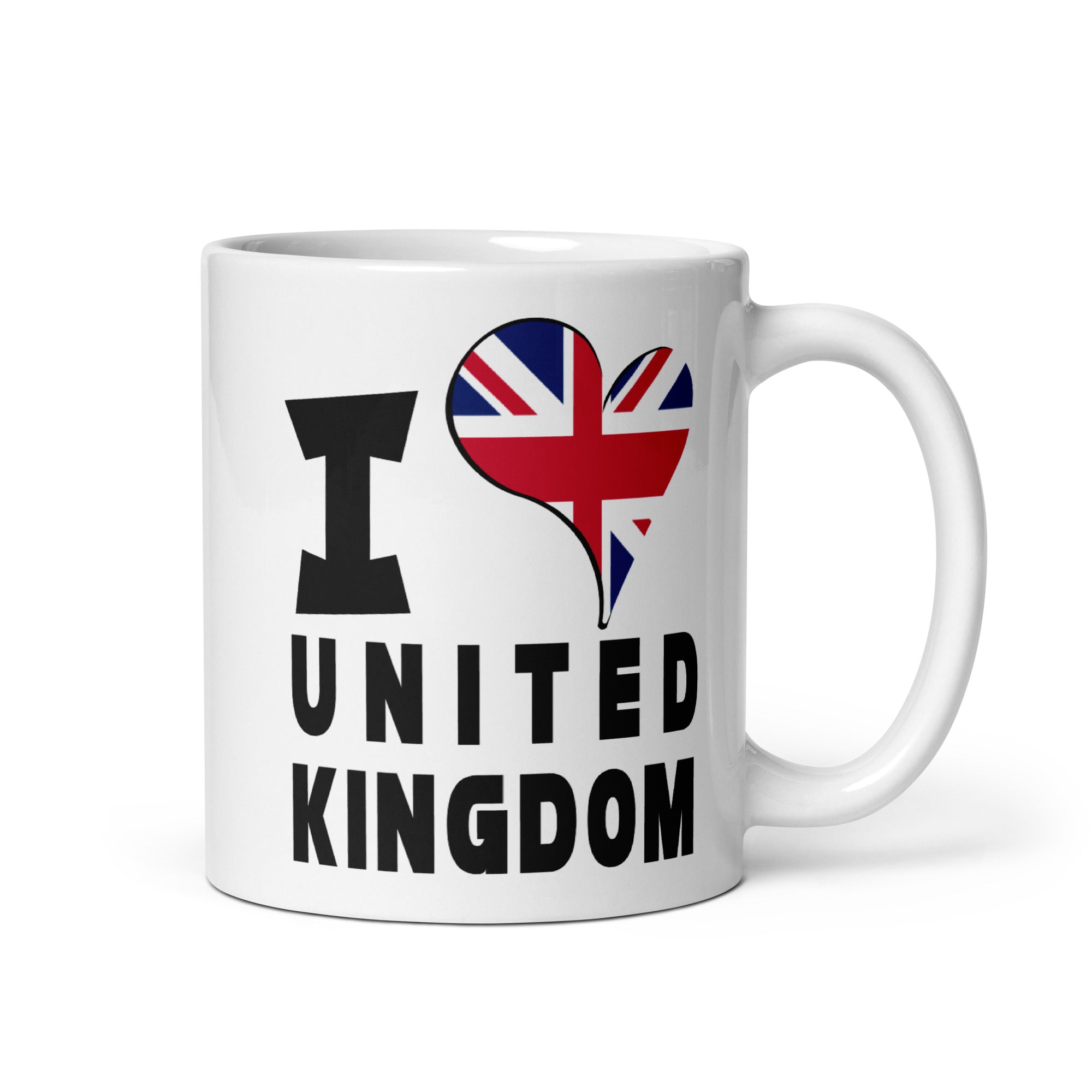 White glossy mug - I Love UK Flag