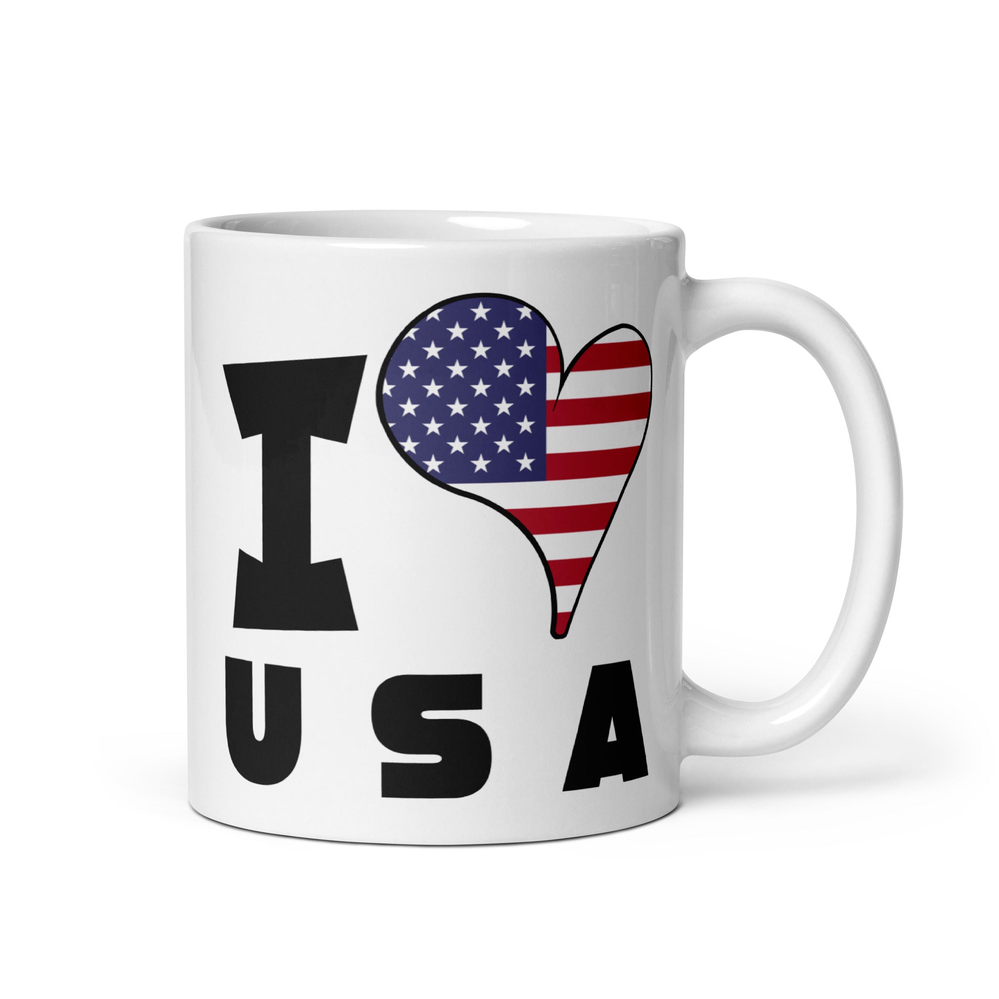 White glossy mug - I Love USA Flag