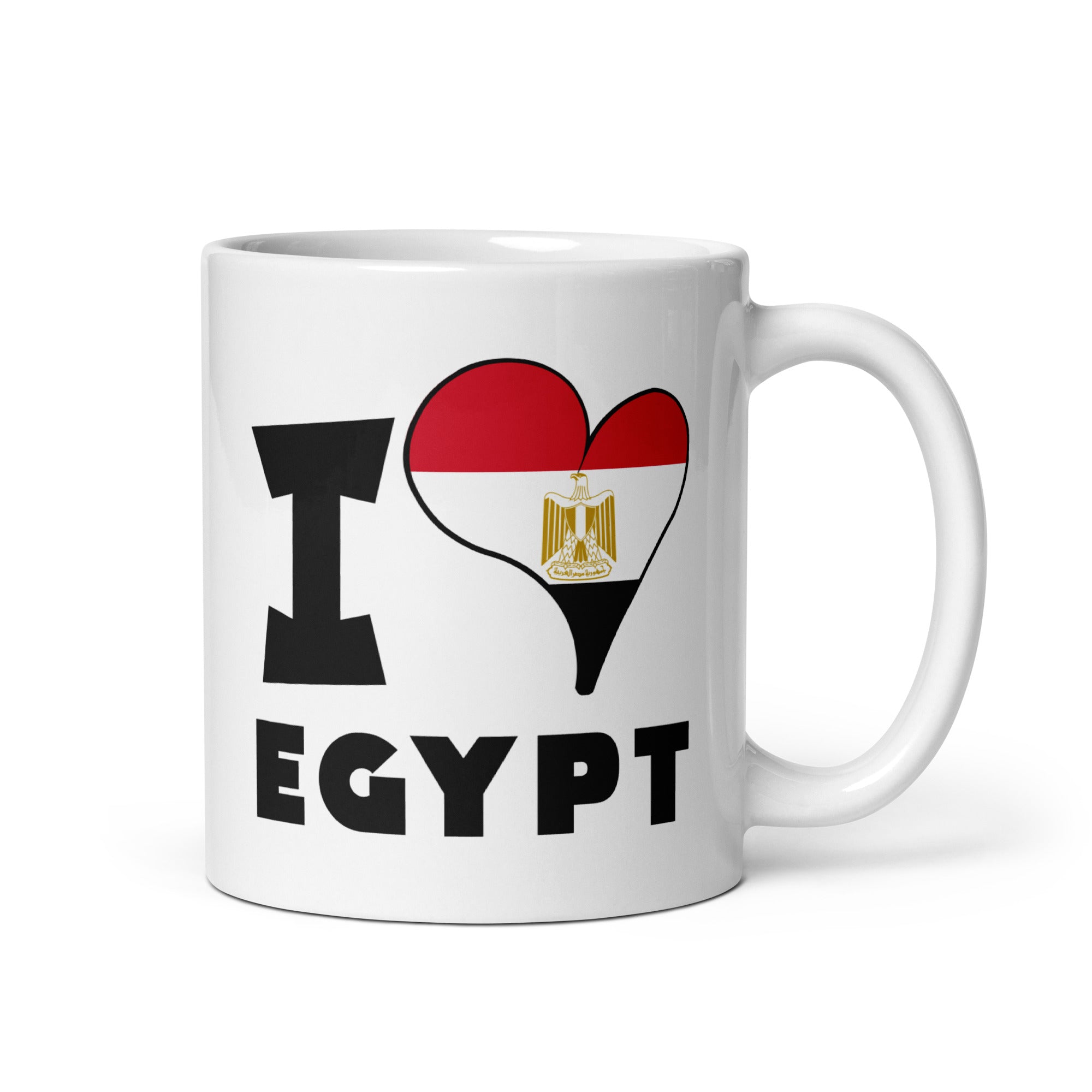 White glossy mug - I Love Egypt Flag