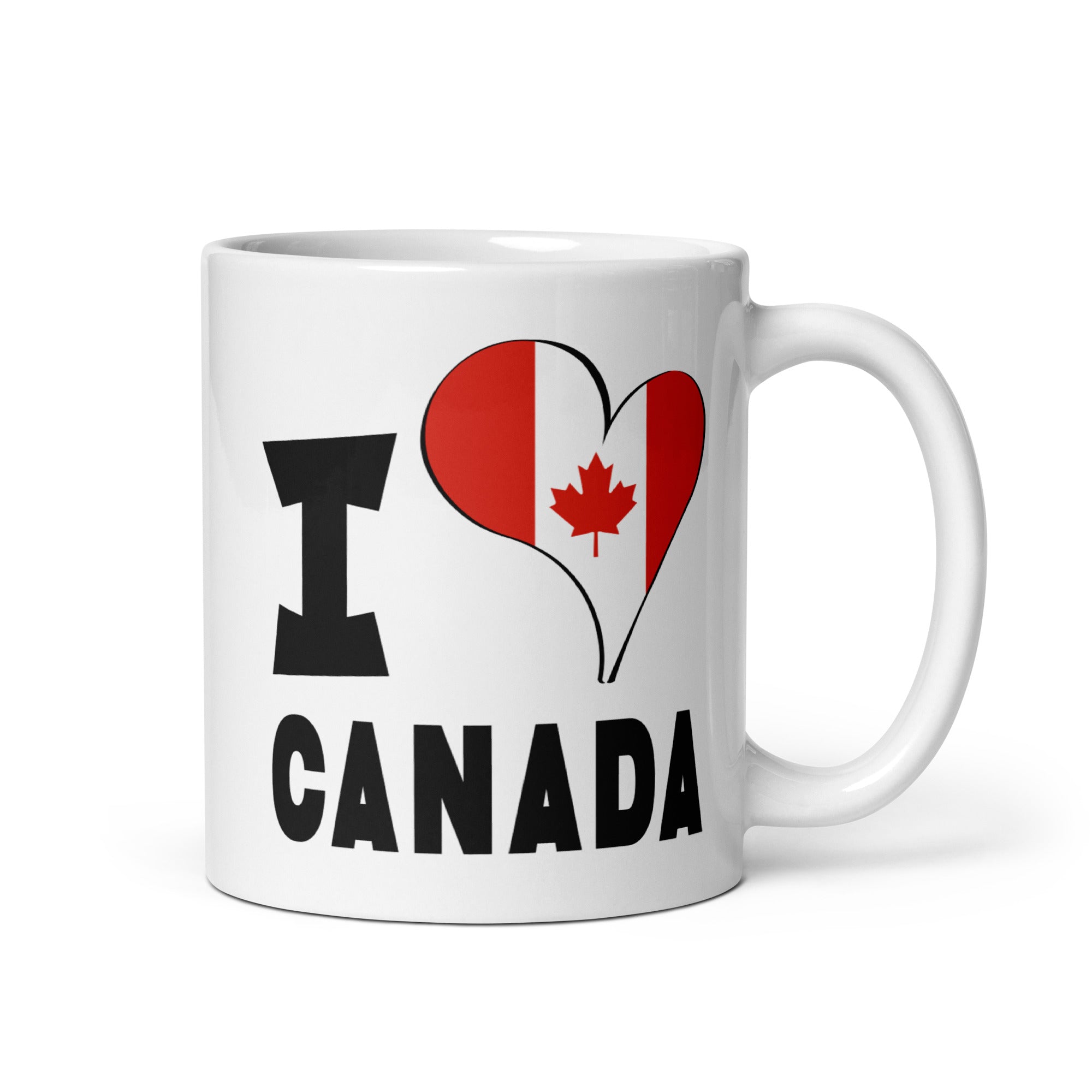 White glossy mug - I Love Canada Flag