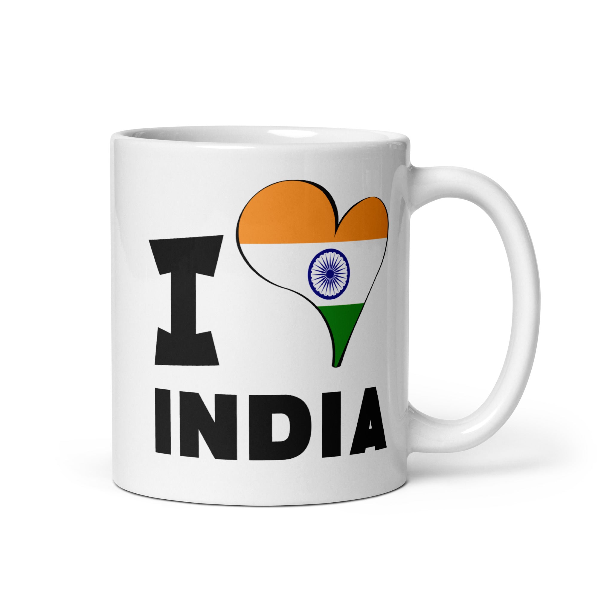 White glossy mug - I Love India Flag